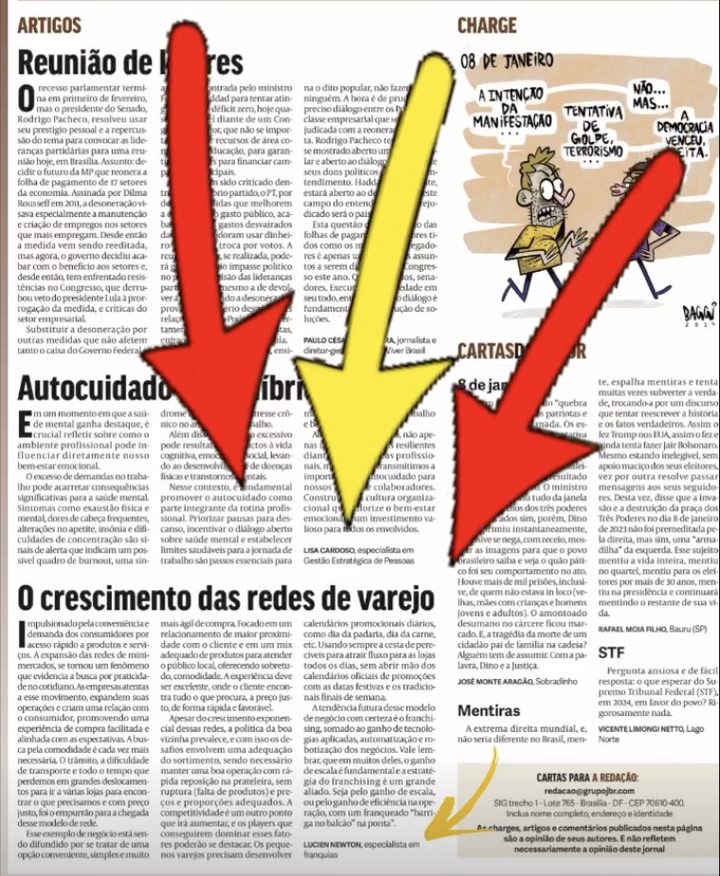 Recorte da matéria O crescimento das redes de varejo, publicada em Jornal de Brasília